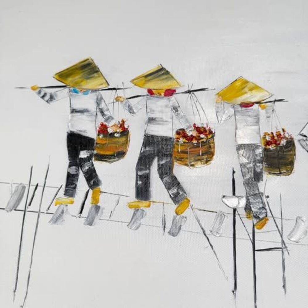 Contemporary Impressionistic
Painting of Figures with Baskets, by Claudia König